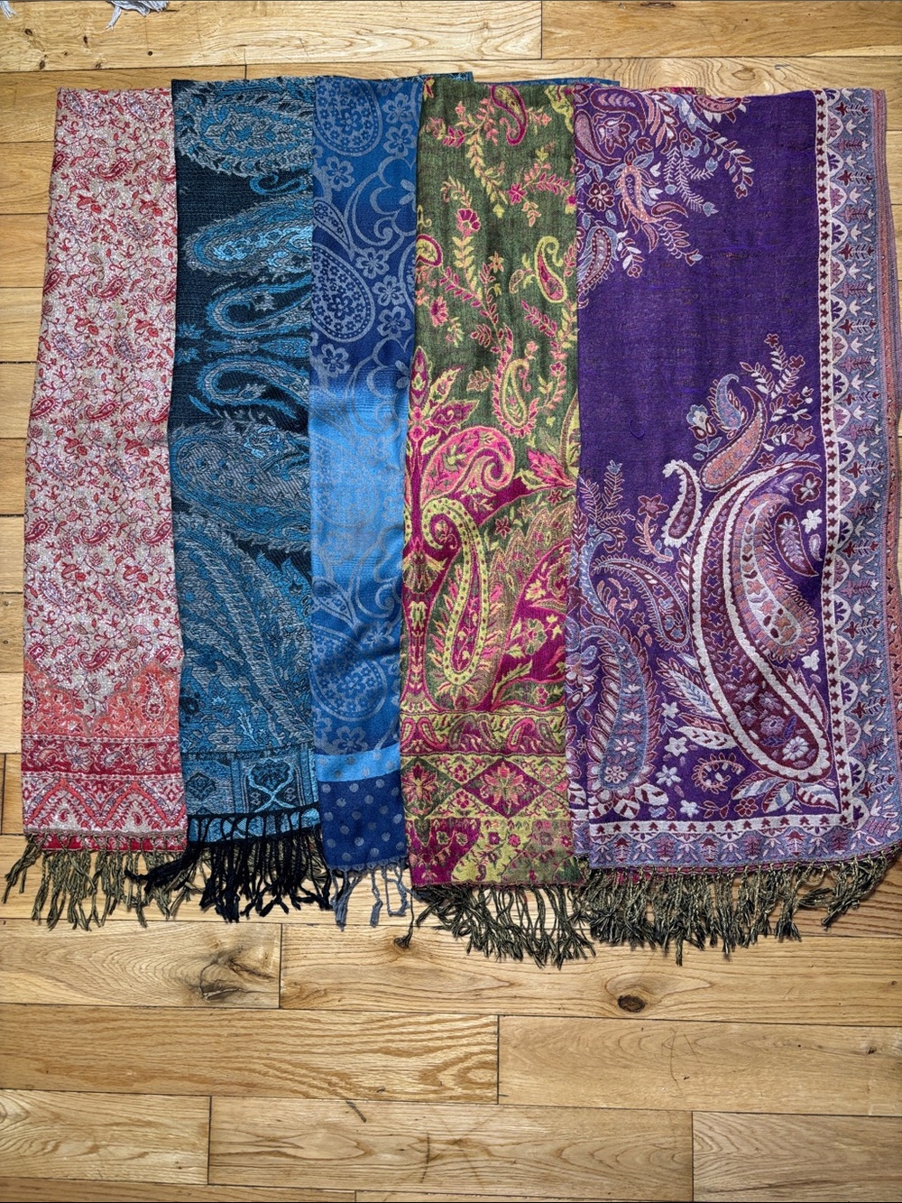 Bundle of 5 Boho Paisley Pashmina Scarves Shawls Festival Rave Y2K